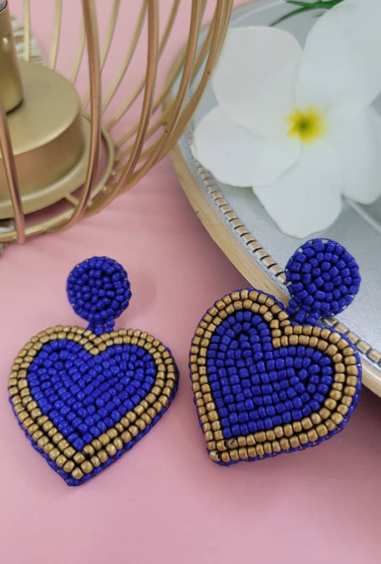 Earrings by hand - Heart beaded collection