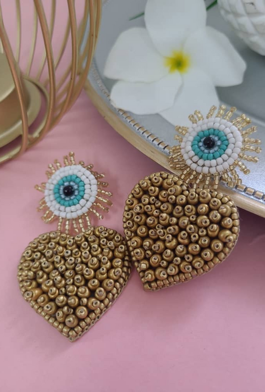 Earrings by hand - Heart beaded collection