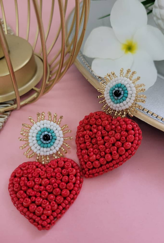 Earrings by hand - Heart beaded collection