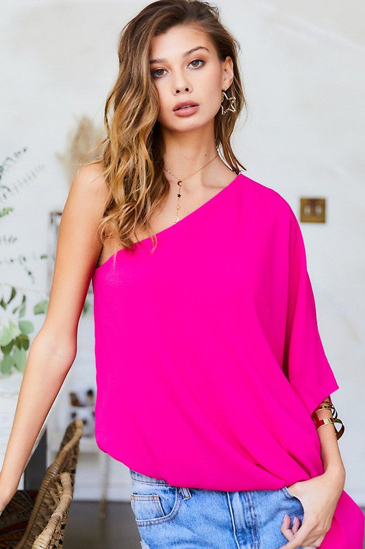 One Shoulder Long Sleeve Unbalance Top