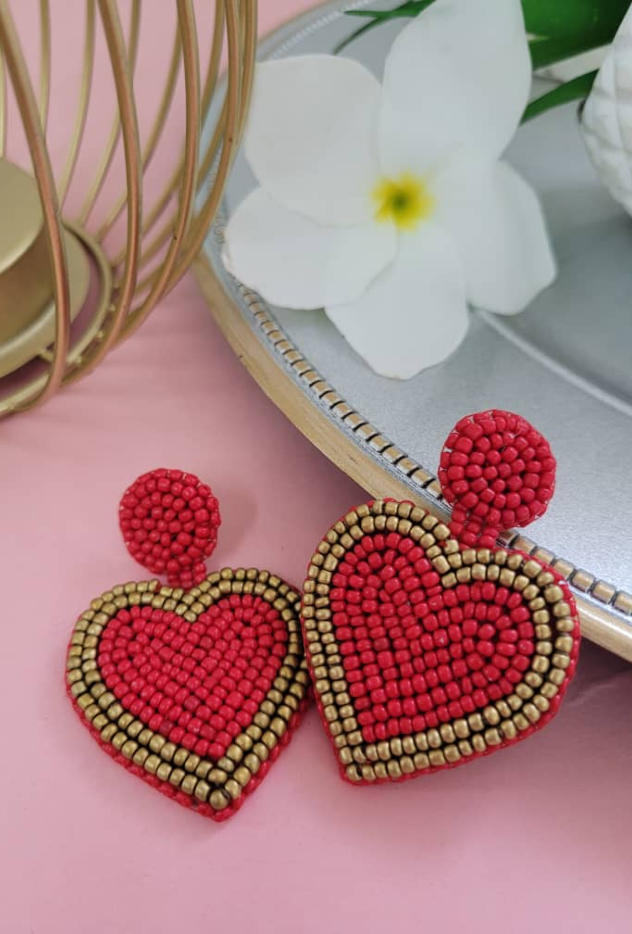 Earrings by hand - Heart beaded collection