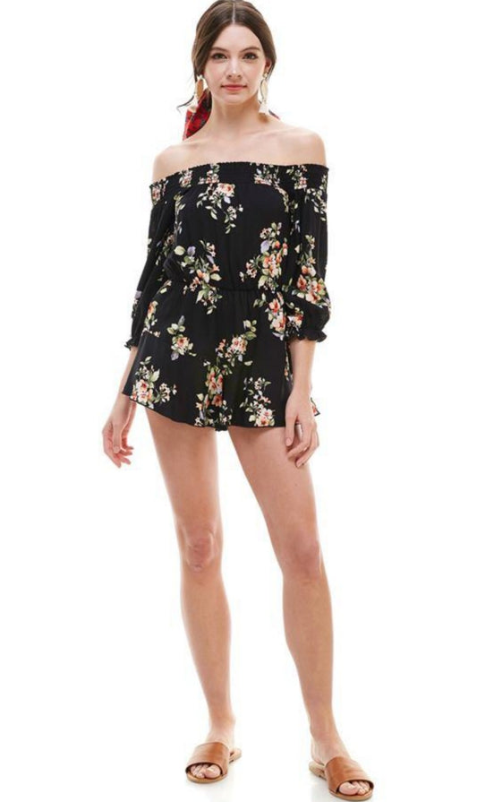 Floral Smocked Off Shoulder Romper