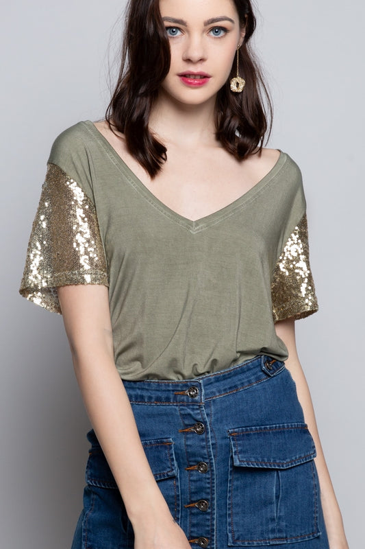 Top Featuring Low V Neck